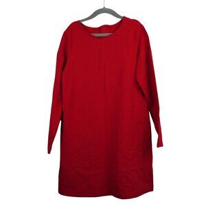 Primary Red Long Sleeve Dress For Girls Size 8-9 With Back Zipper & Side Pockets